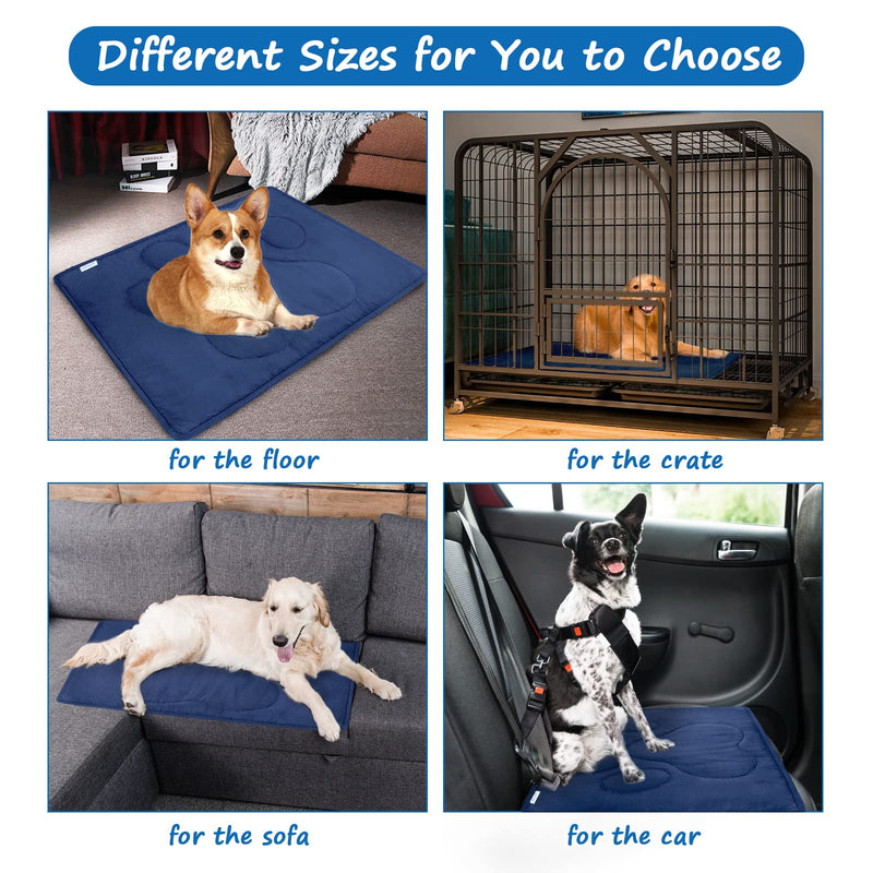 Dog Crate Mat 24/30/36/42/48 Inch, Warm & Soft Dog Bed Mat with Anti-Slip Bottom, Dark Colored to Hide Stains, Dog Kennel Pad for Sleeping, Washable Pet Mattress L（23"x 36"） navy - BeesActive Australia