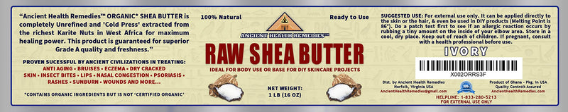 Organic Unrefined Raw AFRICAN IVORY WHITE SHEA BUTTER BLOCKS/JAR Bulk Size Grade A for Anti Aging Dry Skin Base for DIY Body Butter, for Beauty. (Ghana) (1 LB) - BeesActive Australia