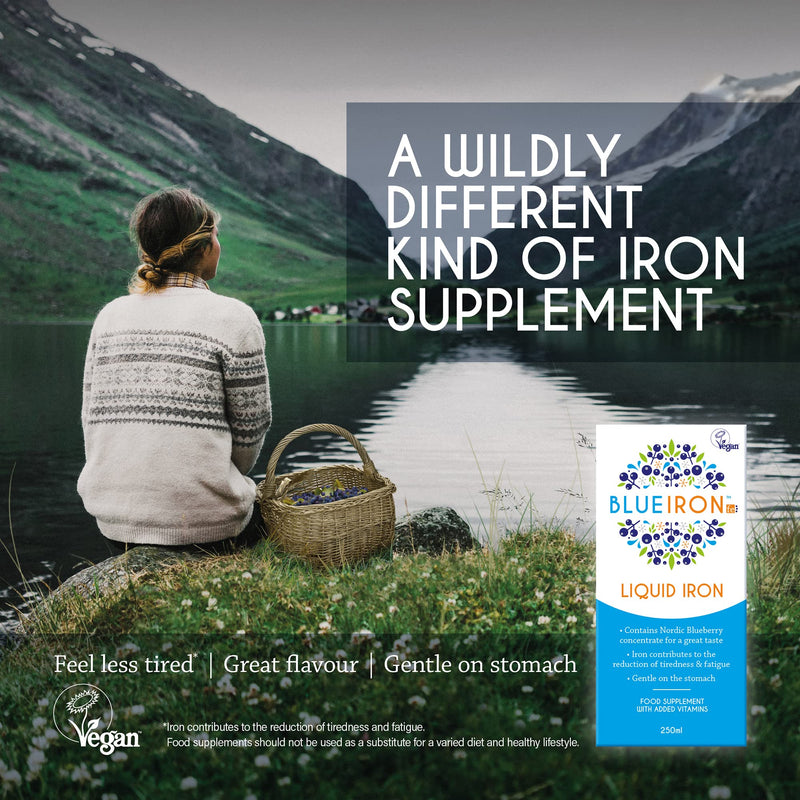 Blueiron Liquid Iron Supplement with Nordic Blueberries + Vitamin C, Vitamin B12, Folic Acid, Biotin and Zinc | 250ml | Suitable for Vegans | Easily Absorbed and Gentle On The Stomach - BeesActive Australia