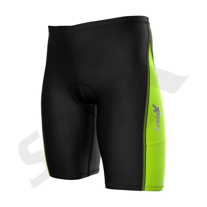 [AUSTRALIA] - Sparx Men`s Perform 2.0 Triathlon Shorts 9" Tri Short | 2 Easy Reach Pockets | Swim-Bike-Run Medium Neon Green 