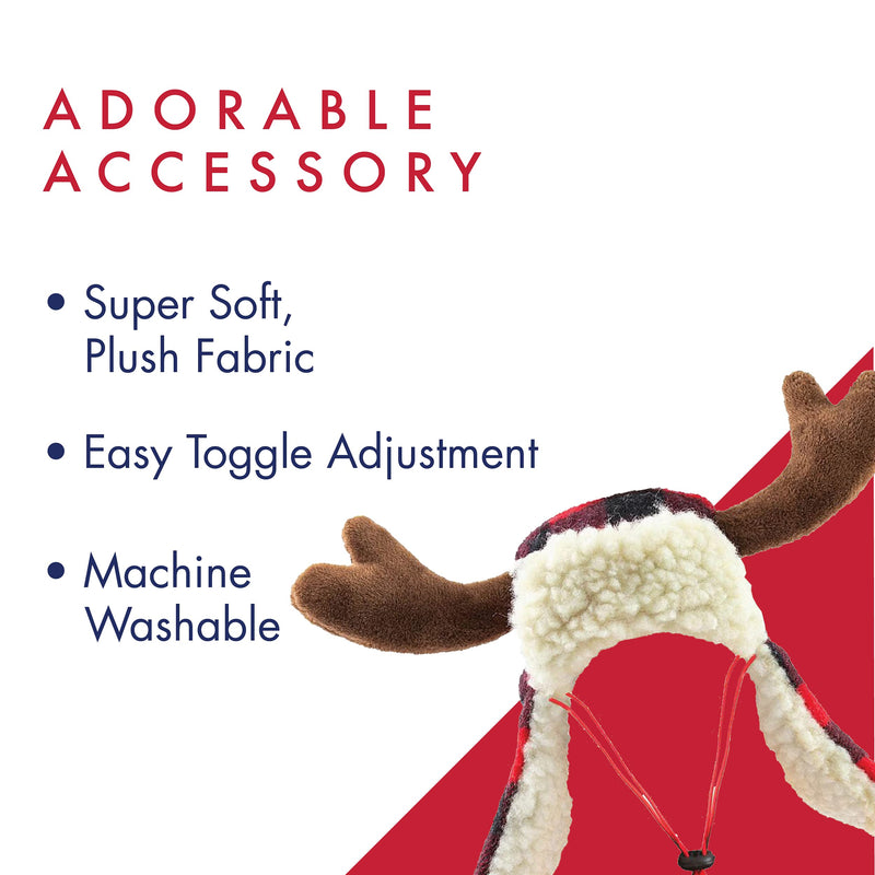 Huxley & Kent Hat | Fun Christmas Holiday Hat for Dogs/Cats | Cute, Comfortable and Fun | SnugFit Strings for Best Fit Antler Buffalo Check Large - BeesActive Australia