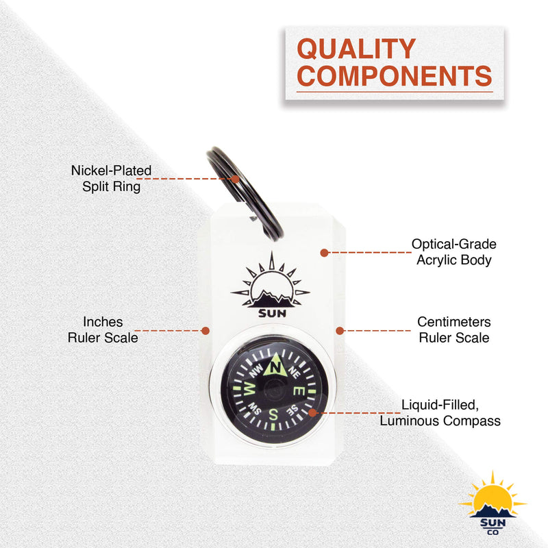 MiniComp - Zipperpull Mini Compass with Split Ring | Easy-to-Read Compass for Jacket, Parka, or Pack - BeesActive Australia
