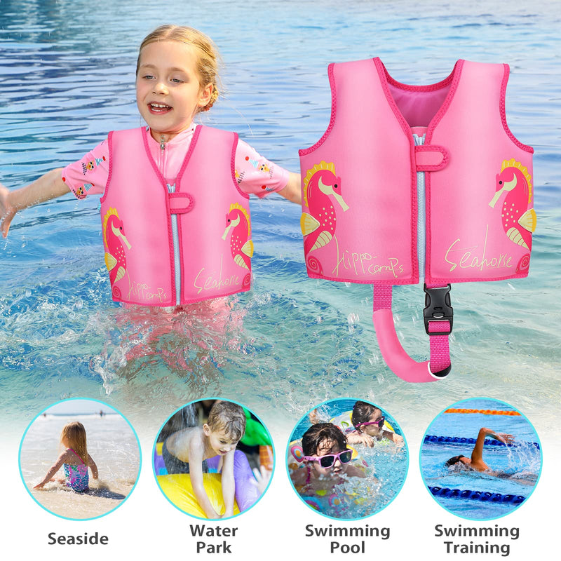 OldPAPA Kids Swim Vest-Floaties for Toddlers Swim Learning and Training-Neoprene Swimwear with Extra Strap-Suitable for Children 20-50 lbs Pink M(3-6 Year) - BeesActive Australia