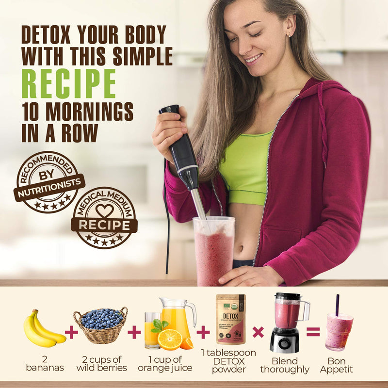 Detox Organic Smoothie Powder with Healthy Spirulina, Atlantic Dulse and Barley Grass Juice Powder, Premium Quality superfood from Europe - BeesActive Australia