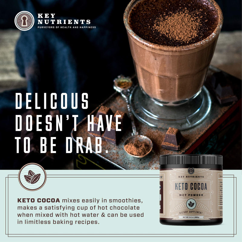 Keto Cocoa, Keto Hot Chocolate: MCT Oil Powder for Low Carb & Ketogenic Diets, Derived from Coconuts, Keto Chocolate Drink (20 Servings) - BeesActive Australia
