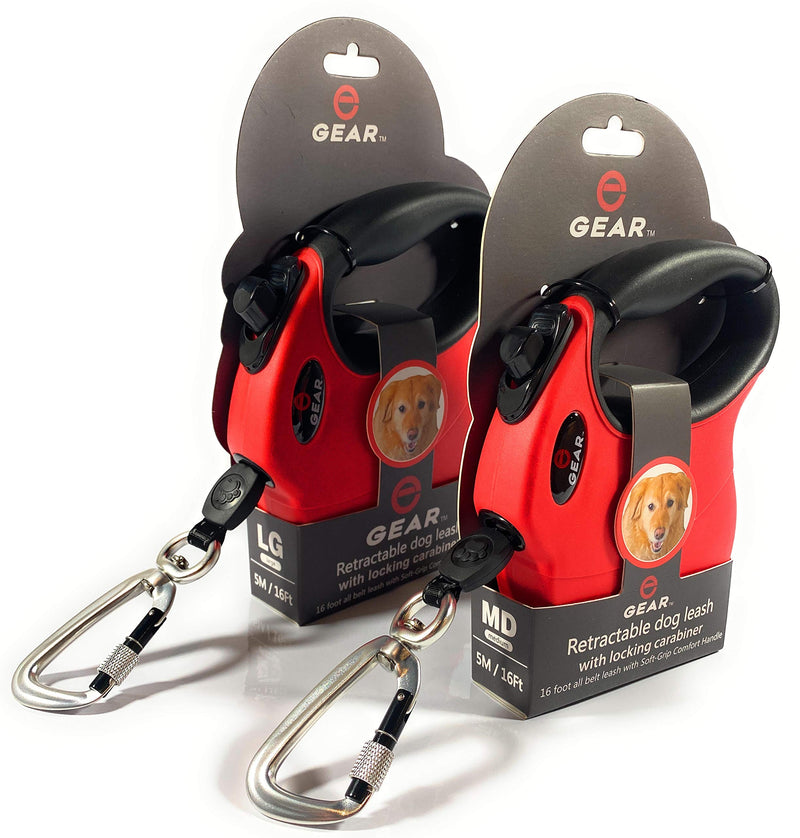Enthusiast Gear Retractable Dog Leash for Large and Medium Dogs with Locking Carabiner | Heavy Duty 16 ft Strong Reflective Polyester Webbing, 1-Button Break & Lock, Anti-Slip Handle, Tangle Free Red - BeesActive Australia