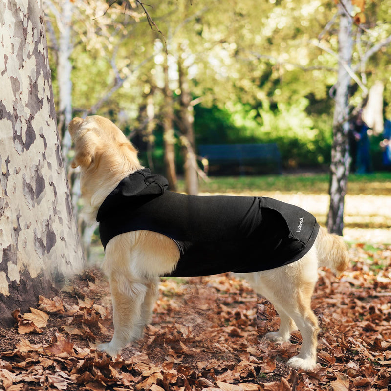 Kickred 2 Pieces Dog Hoodie Sweaters, Spring Dog Vest Sweatshirt with Hat & Pocket & Leash Hole, Basic Pet Clothes Hoodies for Small Medium Large Dogs L Black & Brown/Sleeveless - BeesActive Australia