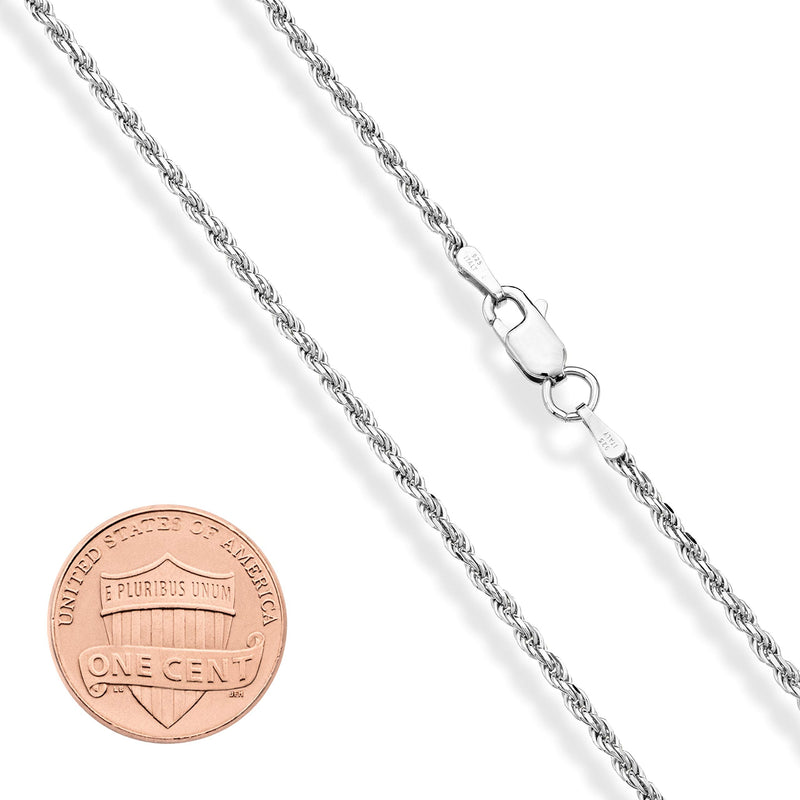 Miabella Solid 925 Sterling Silver Italian 2mm, 3mm Diamond-Cut Braided Rope Chain Necklace for Men Women, 925 Sterling Silver Made in Italy Length 30 Inches - BeesActive Australia