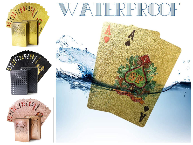 3 Decks Waterproof Playing Cards Plastic Deck of Playing Poker Cards Cool Black Rose Gold Playing Cards Themed Standard Playing Cards Waterproof Poker Cards Game Luxury Unique Playing Cards for Adults 3 Decks Playing Cards - BeesActive Australia