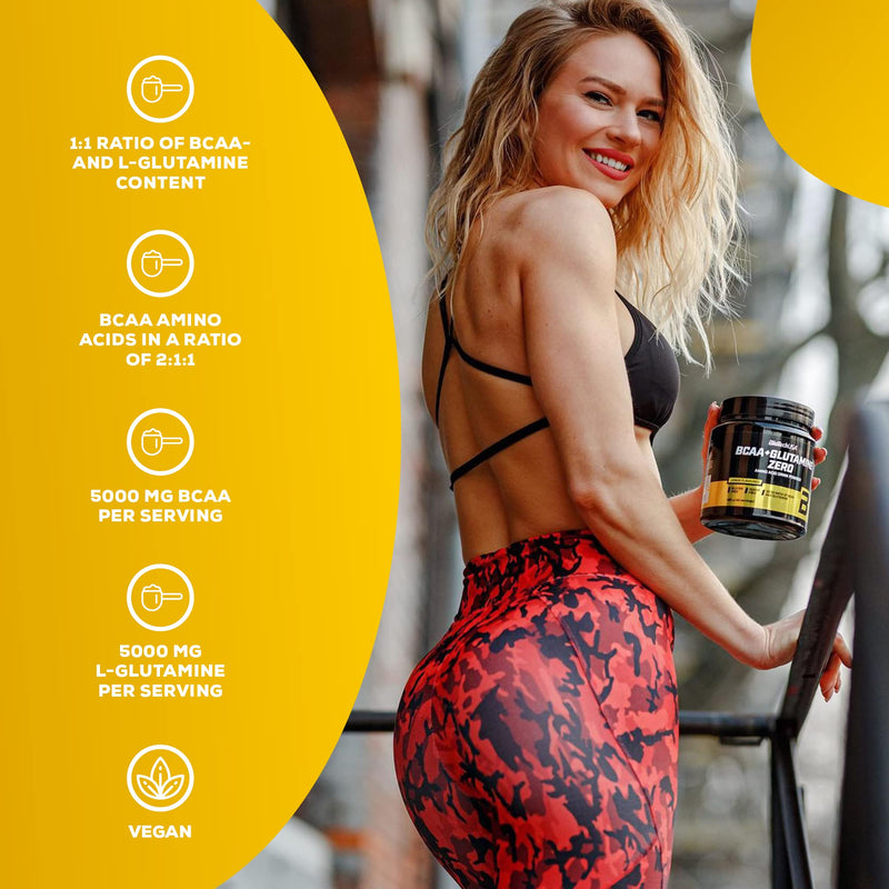 BioTechUSA BCAA + Glutamine Zero, Flavoured Drink Powder with BCAA and L-glutamine Content with sweeteners, 480 g, Peach ice Tea - BeesActive Australia
