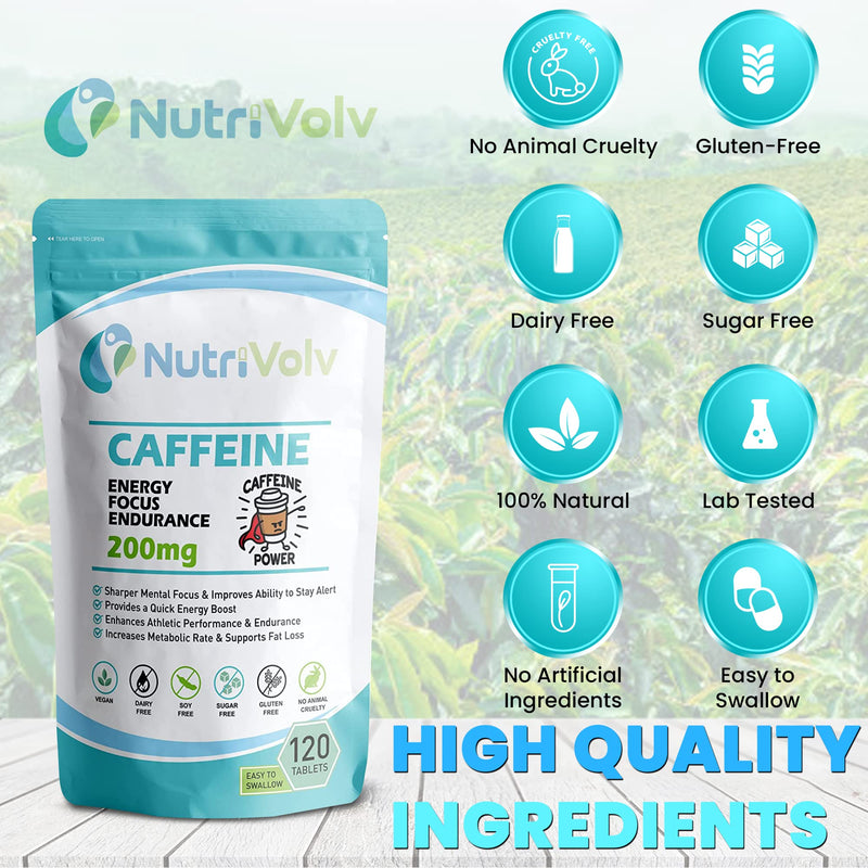 Caffeine 200mg Tablets For Energy Boost, Mental Focus, Alertness, Weight Loss & Increase Workout Performance | Vegan - BeesActive Australia