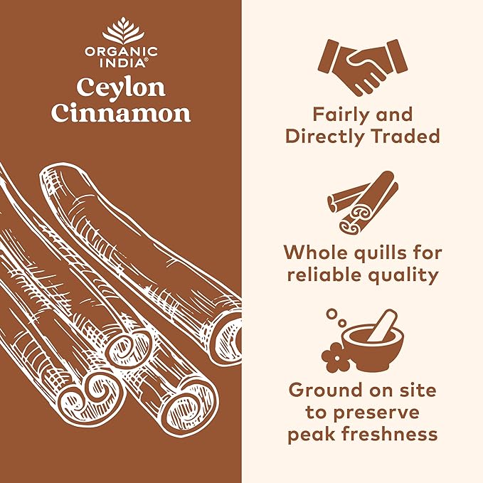 Organic India, Ceylon Cinnamon, 90 Veggie Capsules - BeesActive Australia