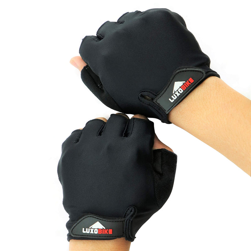 LuxoBike Cycling Gloves Bicycle Gloves Bicycling Gloves Mountain Bike Gloves – Anti Slip Shock Absorbing Padded Breathable Half Finger Short Sports Gloves Accessories for Men/Women Black 100 - Half Finger Small - BeesActive Australia