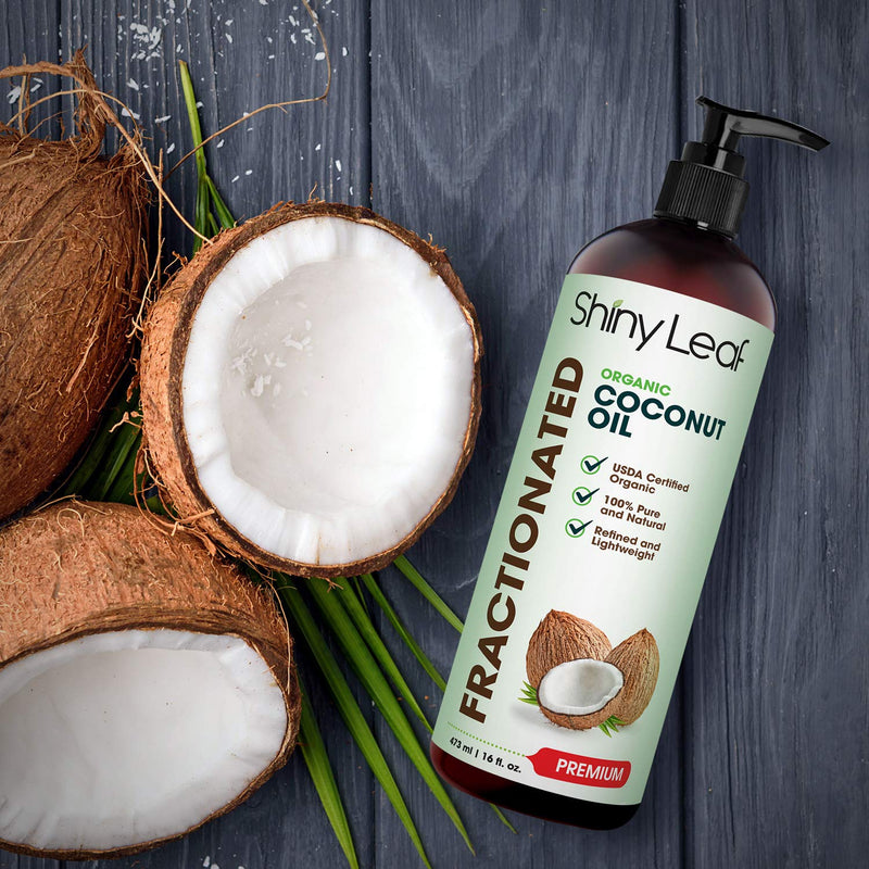 Fractionated Coconut Oil, 100% Pure & Natural Body Oil for Massage & Aromatherapy, Carrier Oil for Essential Oils, Non-Greasy Hair & Skin Care Moisturizer by Shiny Leaf 16 fl. oz. - BeesActive Australia