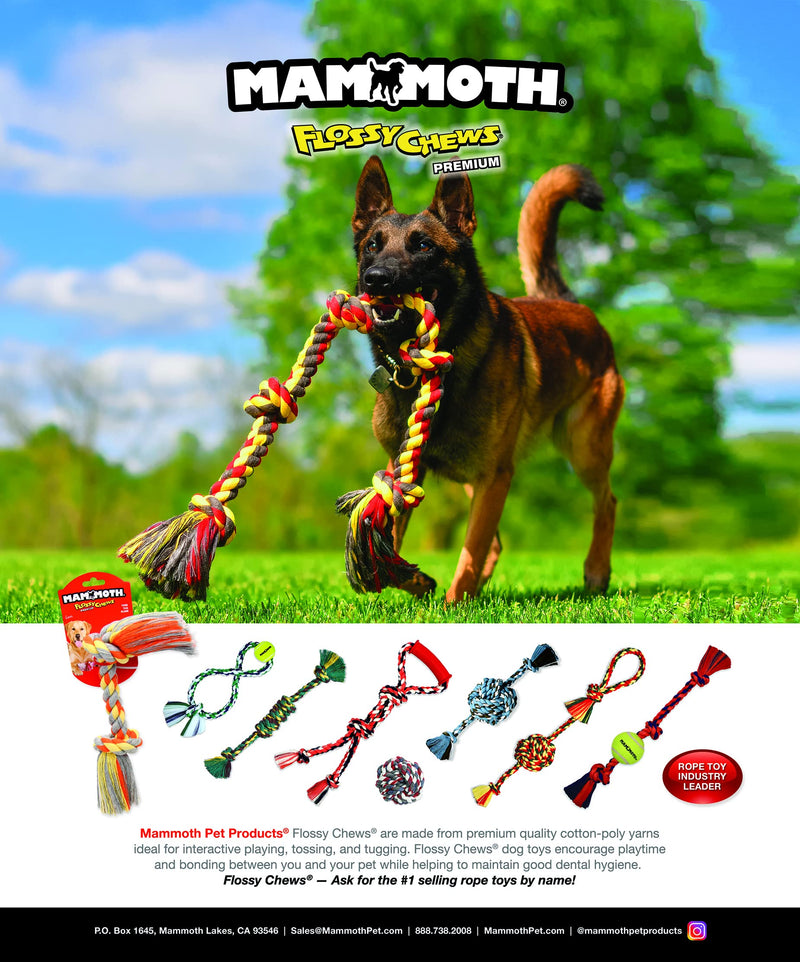 Mammoth Flossy Chews Color Rope Tug – Premium Cotton-Poly Tug Toy for Dogs – Interactive Dog Rope Toy – Tug Dog Chew Toy 3 Knot Medium 20" - BeesActive Australia