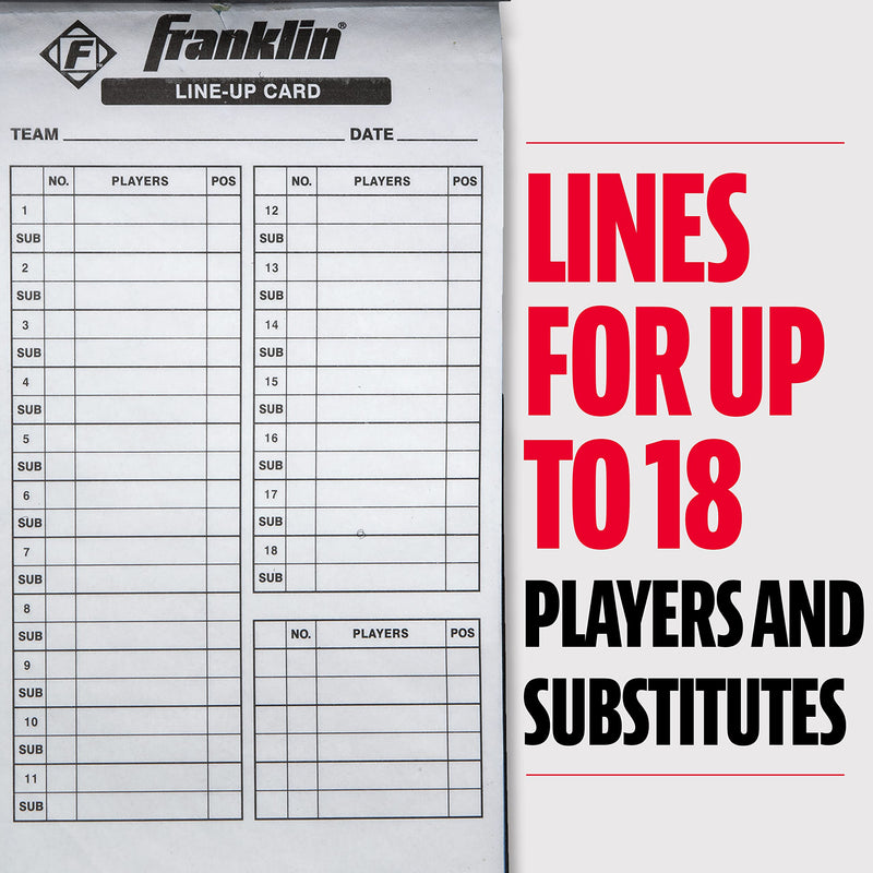 Franklin Sports MLB Baseball + Softball Lineup Cards - 25 Game Line Up Sheets Book + Holder for Coaches + Managers - Black - BeesActive Australia