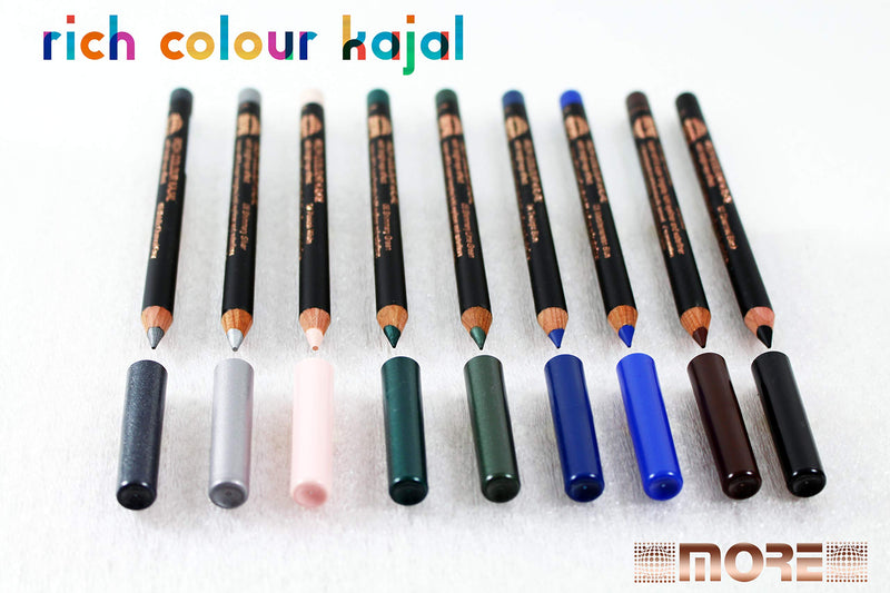 01 Black More Rich Colour Kajal bright eye effect eyeliner and waterliner inner eyelid Kohl 01 Charcoal Black - BeesActive Australia