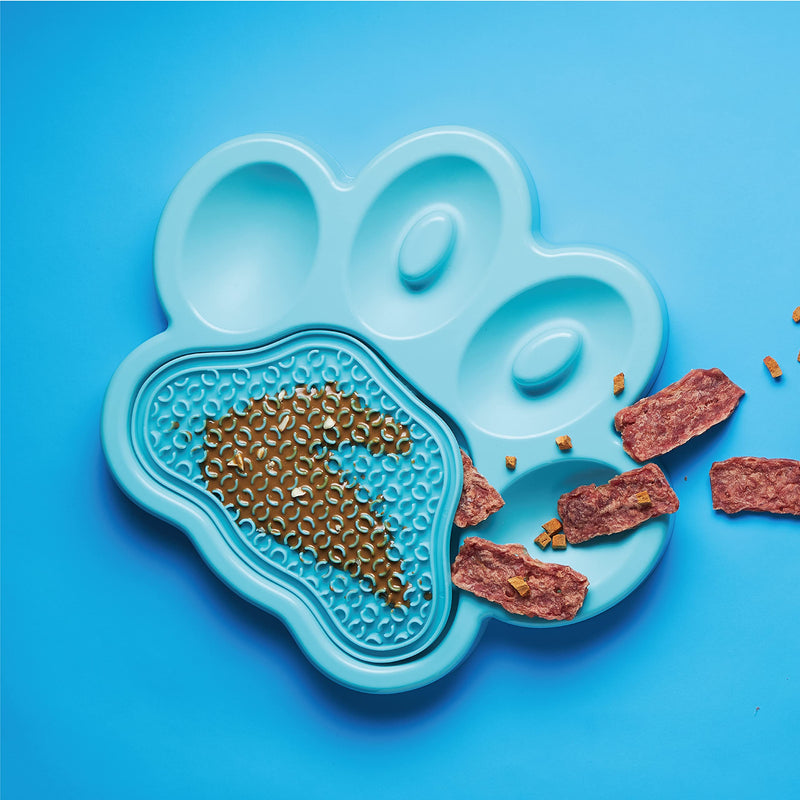 PetDreamHouse PAW 2-in-1 Slow Feeder Interactive Bowl with Removable Lick Mat - Blue - BeesActive Australia