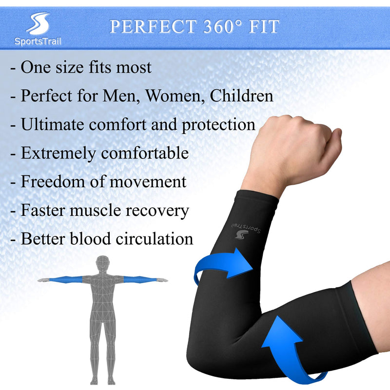 Cooling Arm Sleeves for Men & Women – Sports Arm Sleeve and Tattoo Sleeve Covers by SportsTrail Black 1 Pair - BeesActive Australia