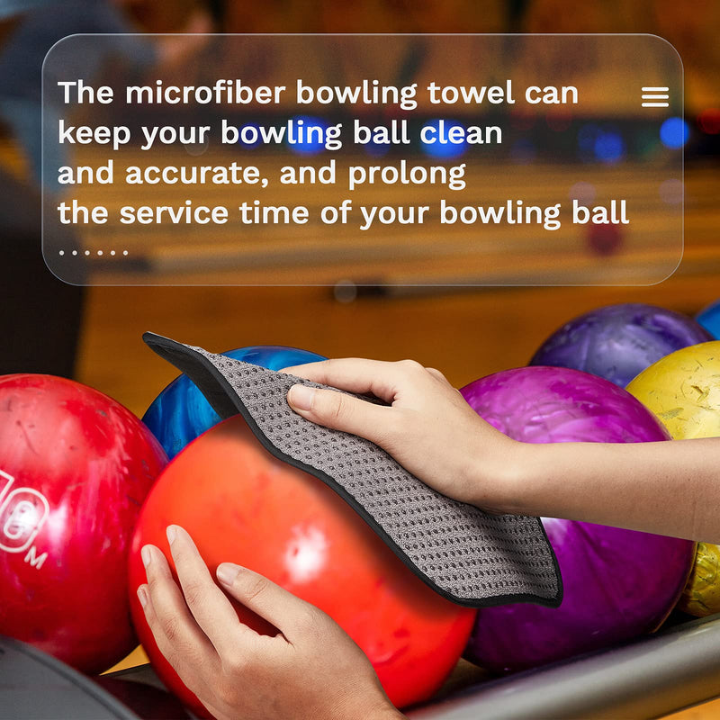 Aoriher 3 Pieces Bowling Ball Towel 7.8 x 7.8 Inch Shammy Pad Rag Bowling Microfiber Towel Easy Wipe Off Grip for Cleaning Bowling Ball from Dirt Oil Bowling Accessories 9.8 x 7.8 Inch Black - BeesActive Australia