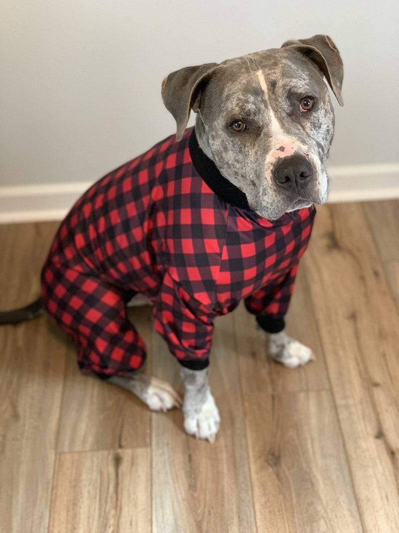 Tooth and Honey Pit Bull Pajamas/Buffalo Plaid/Lightweight Pullover Pajamas/Full Coverage Dog pjs/Updated FIT XX-Large - BeesActive Australia
