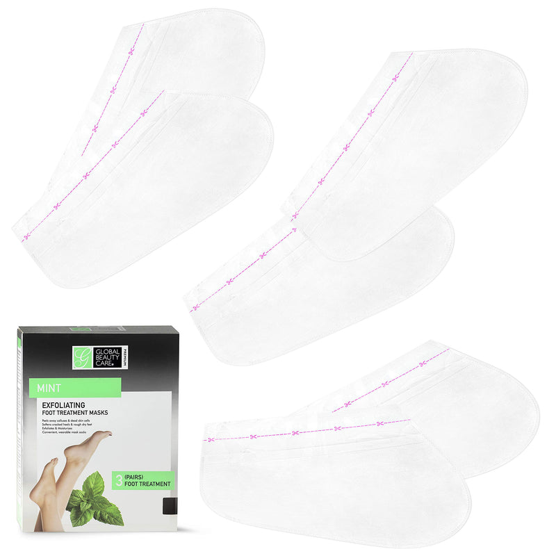 Global Beauty Care Premium Exfoliating Treatment Foot Spa Mask Peeling Away Calluses and Dead Skin for Men & Women Baby Soft - 3 Pairs (Exfoliating-Mint) Exfoliating-Mint - BeesActive Australia