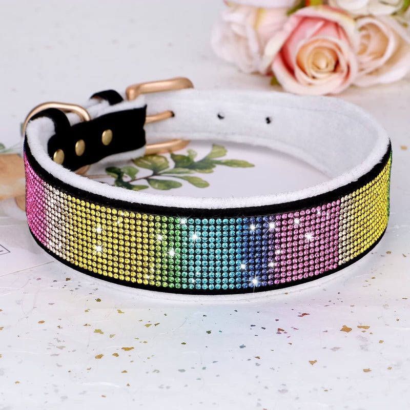 Didog Rhinestone Dog Collar with Soft Lining, Sparkling Crystal Diamond Girl Dog Collars with Soft Warm Pad for Medium Large Dogs L:Neck 17-21",Width 1½" Black - BeesActive Australia
