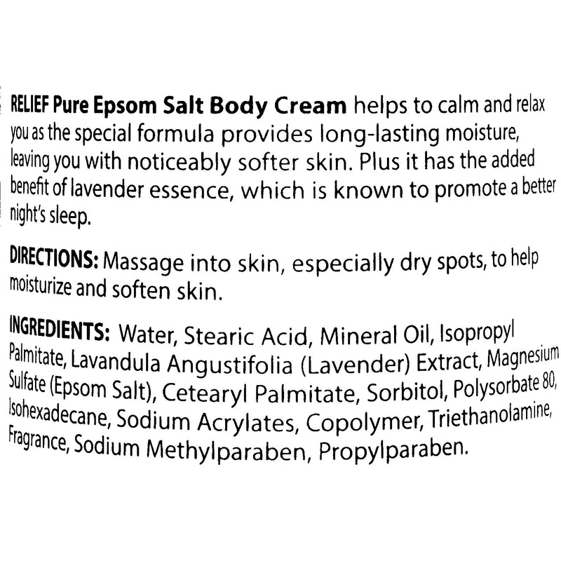 Pure Epsom Salt Body Cream with Calming and Relaxing Lavender 6 oz - BeesActive Australia
