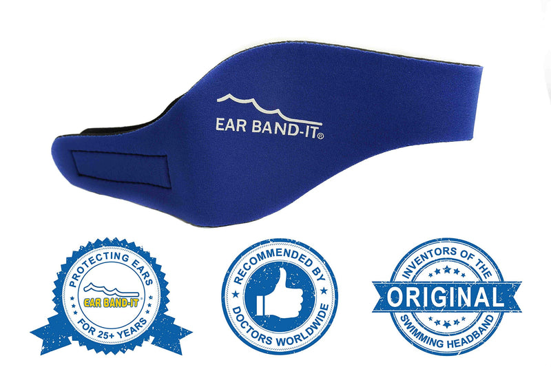 Ear Band-It Swimming Headband - Invented by Physician - Hold Ear Plugs in - The Original Swimmer's Headband - Doctor Recommended - Secure Earplugs Small (ages 3mo to 1yr) Blue - BeesActive Australia