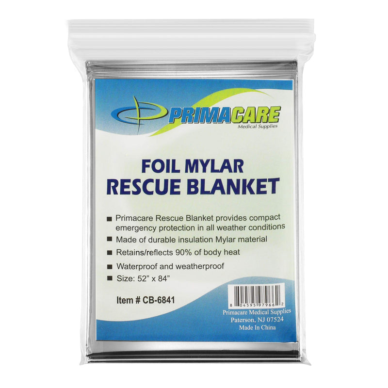 Primacare HB-10 Emergency Foil Mylar Thermal Blanket (Pack of 10), 52" Length x 84" Width, Silver - BeesActive Australia