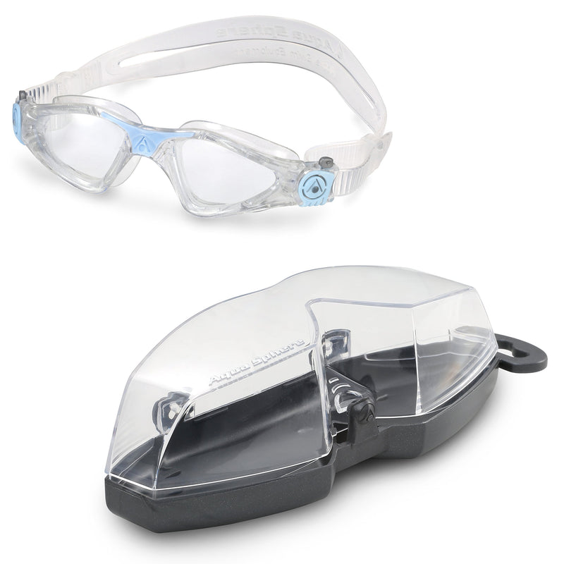 [AUSTRALIA] - Aqua Sphere Kayenne Ladies Swimming Goggles - Made in Italy - UV Protection Anti Fog Swim Goggles for Women Clear Lens / Powder Blue 