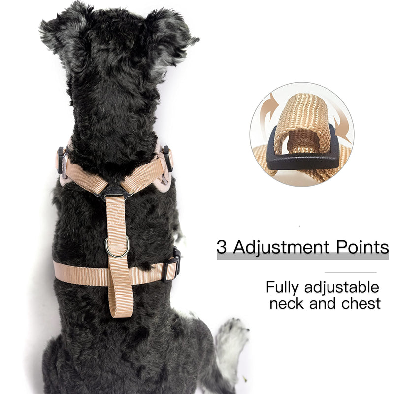 PUPTECK Small Dog Haness and Leash Collar Set Fully Adjustable Puppy Soft Mesh Harness No Pull Reflective Beige - BeesActive Australia