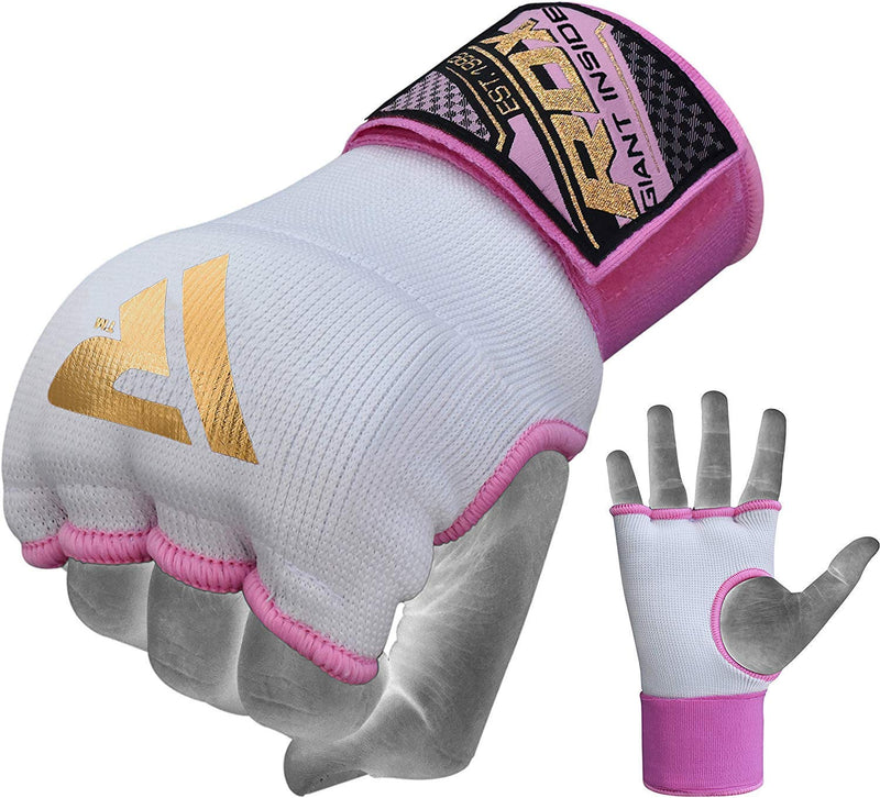 [AUSTRALIA] - RDX Ladies Boxing Hand Wraps Inner Gloves for Punching – Women Elasticated Padded Bandages Under Mitts - Quick Long Wrist Support, Fist Protector - Great for MMA, Muay Thai & Kickboxing Training Pink Medium 