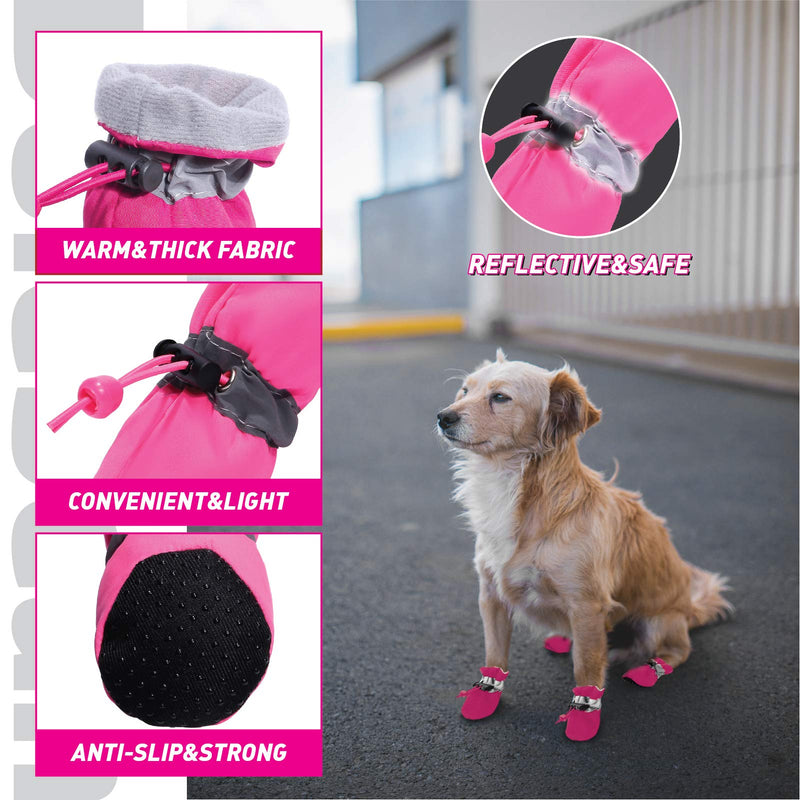 Dog Shoes for Small Medium Dogs and Puppy Paw Protectors Snow Winter Boots Anti-Slip size 4: 1.37"(Width) Pink - BeesActive Australia