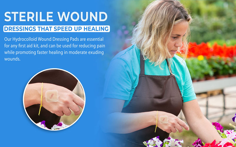 5pcs - 5cm x 5cm Hydrocolloid Wound Dressing Pads with Border - Sterile Waterproof Adhesive Bandages for Wounds - Medical and First Aid Supplies – for Cuts Scratches Burns Pressure Sores e.g. 5x5 cm (Pack of 5) - BeesActive Australia