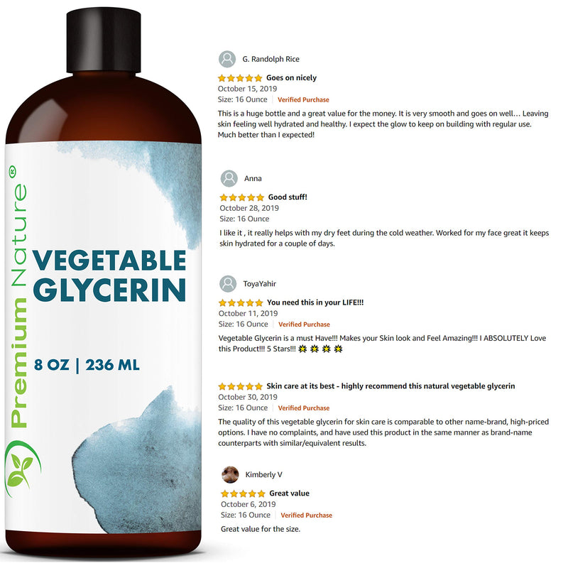 Natural Vegetable Glycerin for Skin Care- Organic Vegetable Glycerine Face Wash Glycerine Liquid Oil Glycerine 8 oz 8 Ounce (Pack of 1) - BeesActive Australia