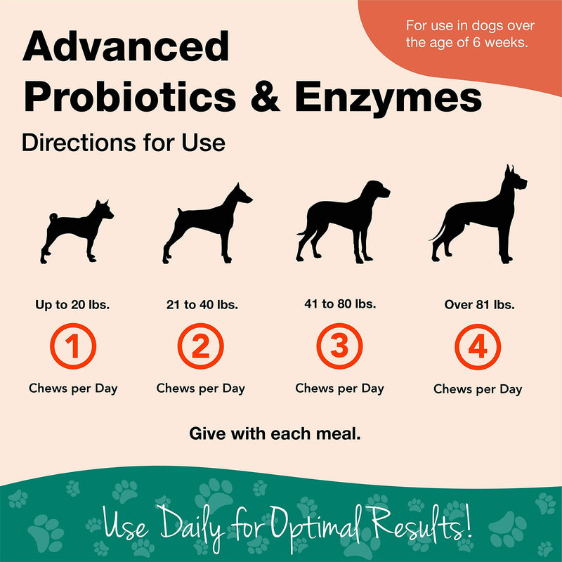 NaturVet – Advanced Probiotics & Enzymes - Plus Vet Strength PB6 Probiotic | Supports and Balances Pets with Sensitive Stomachs & Digestive Issues | for Dogs & Cats 120 Soft Chews - BeesActive Australia