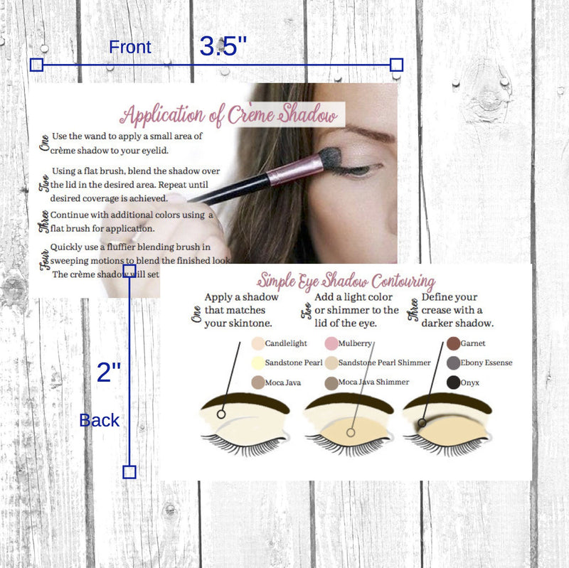 ShadowSense Application Cards | 50 Pack | Application of Creme Shadow | LipSense by SeneGence for ShadowSense Eyeshadow - BeesActive Australia