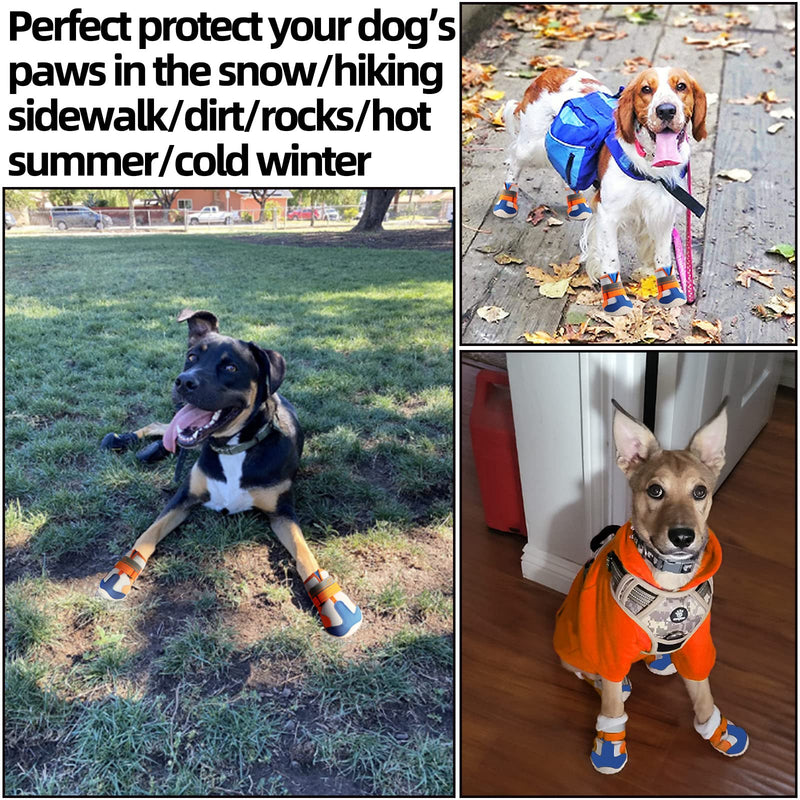 AOKOWN Dog Boots for Hot Pavement Shoes/ Breathable Dog Shoes for Small Medium Large Anti-Slip Puppy Booties Paw Protector with Reflective Straps 4PCS Mesh-Orange & Blue Size 2 - BeesActive Australia