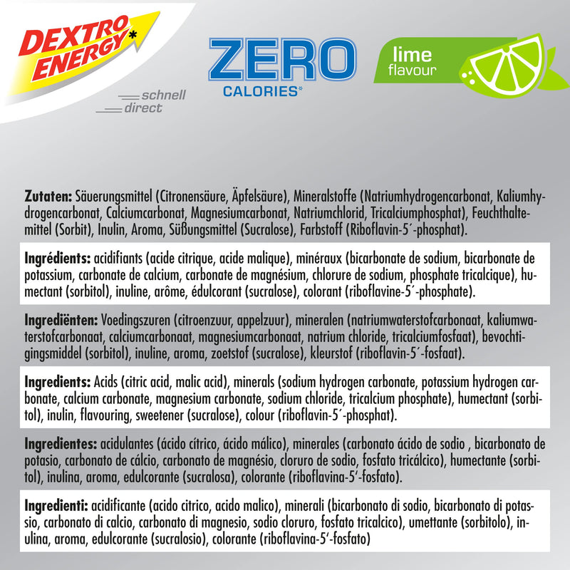 Dextro Energy Zero Calories I Recovery and Hydration Electrolyte Drink I Zero Effervescent Tablets I Lime | 3 Tubes, 60 Tablets | - BeesActive Australia