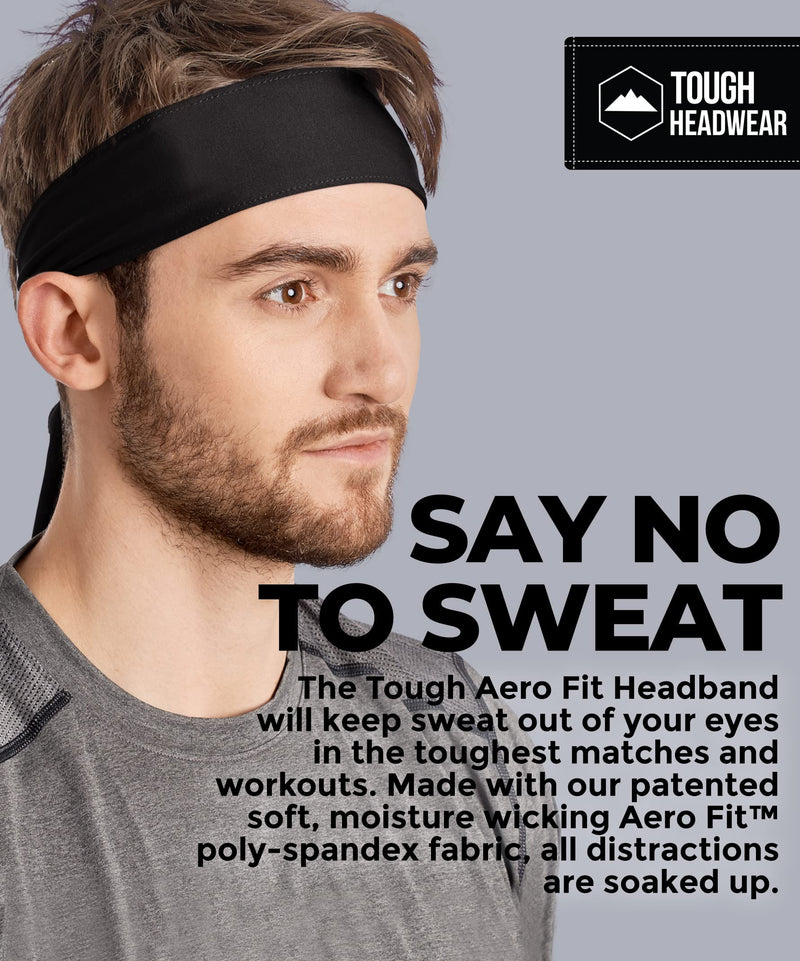 Tie Headband - Sports Head Ties for Men, Women, Kids - Ninja, Karate, Tennis, Pirate Head Band & Bandana - Athletic Sweatband/Hair Band for Basketball, Softball, Running, Workout - Sweat Wicking Midnight Black - BeesActive Australia