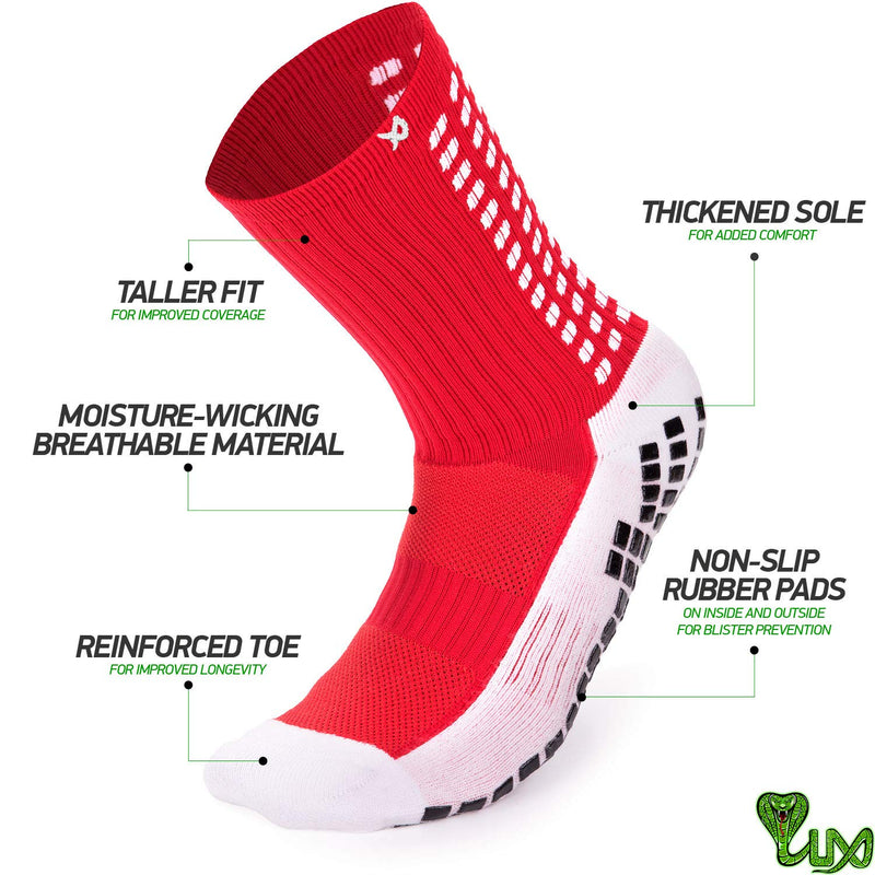 LUX Anti Slip Soccer Socks,Non Slip Football/Basketball/Hockey Sports Grip Pads Socks… Red - BeesActive Australia