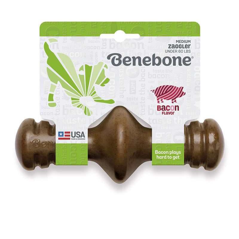 Benebone Zaggler Rolling Dog Chew Toy for Aggressive Chewers, Real Flavors, Made in USA REAL Bacon Medium - BeesActive Australia