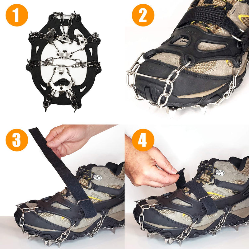 Outdoor 360 Ice Cleats for Shoes and Hiking Boots - Crampons - Non-Slip Spikes for Men and Women - Best for Traction on Snow and Ice Large - BeesActive Australia