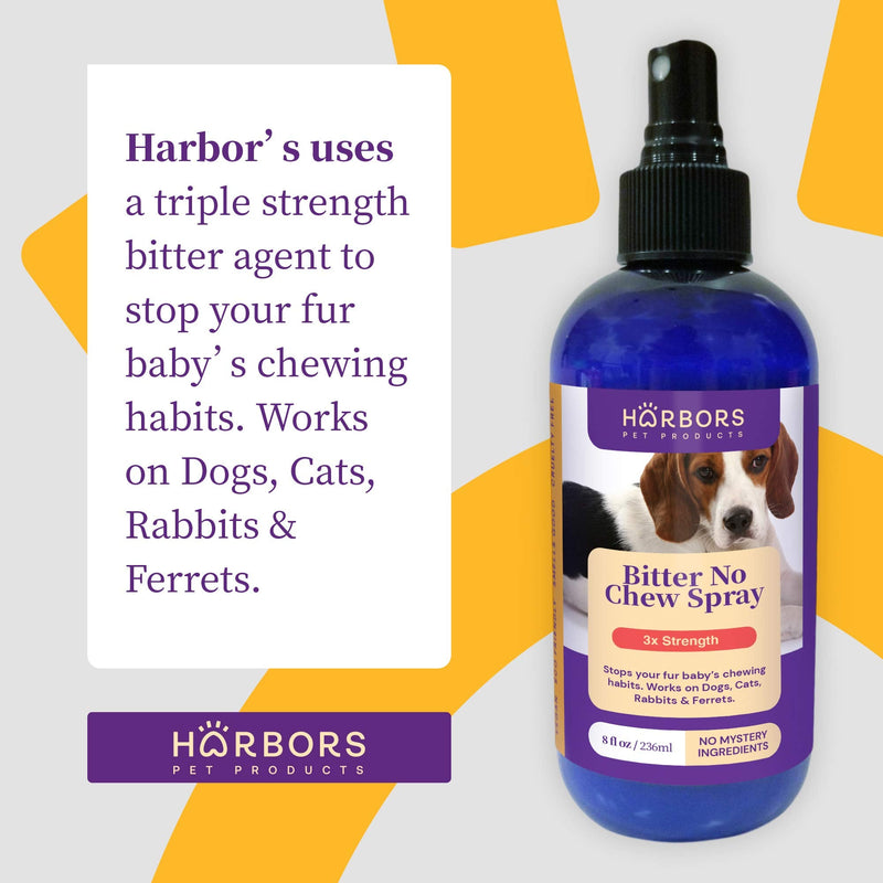 Harbor's Bitter No Chew Spray | 3 X Strength Chewing Deterrent Spray | Anti Chew Behavior Training Aid | Stops Destructive Chewing and Licking of Shoes, Bandages, Paws, Fur & Furniture | Made in USA - BeesActive Australia