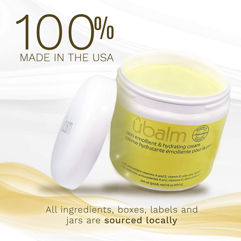 ubalm Yellow - Salon Formula Skin Emollient & Hydrating Cream With Light Lemon Fragrance (16 oz) - BeesActive Australia
