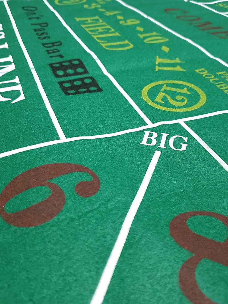 Cyber-Deals Craps & Texas Hold'em Poker Essentials Set: 2-Sided 6ft x 3ft Felt Layout, Nevada Casino Table-Played Dice & Cards, Plus Storage Pouch (Cal Neva (Blue Polished) - Reno) - BeesActive Australia