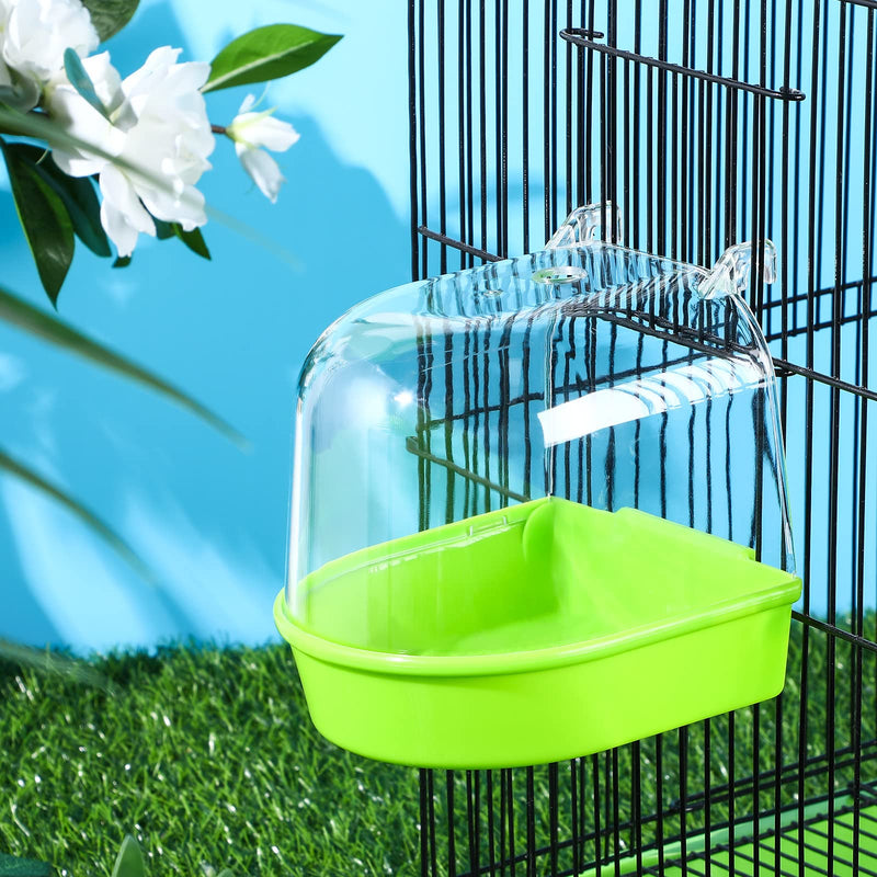 3 Pieces Clear Bird Bath for Cage Parakeet Bird Cage Accessories Hanging Bird Bath Box Parrot Bird Bathing Tub with Clear View for Small Birds Cockatiel Conure Canary Budgies Parrots Blue Green White - BeesActive Australia