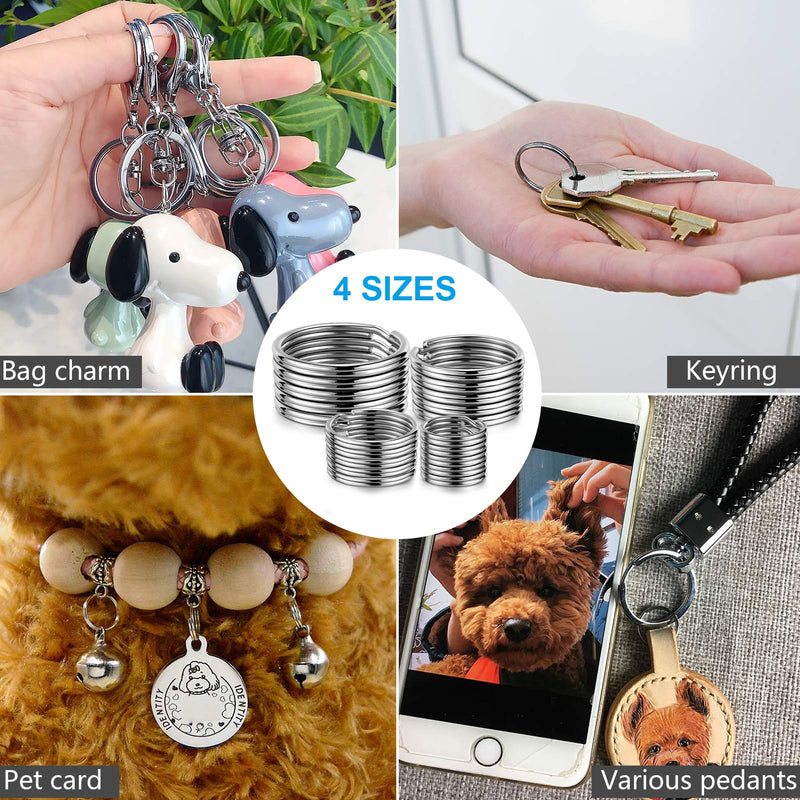 YHYZ Split Key Ring Circle Assorted, Round Keyring Durable 5 Sizes (1/2 inch, 3/4 inch,1 inch, 1.25 inch, 1.38 inch) Sliver Alloy Steel - BeesActive Australia