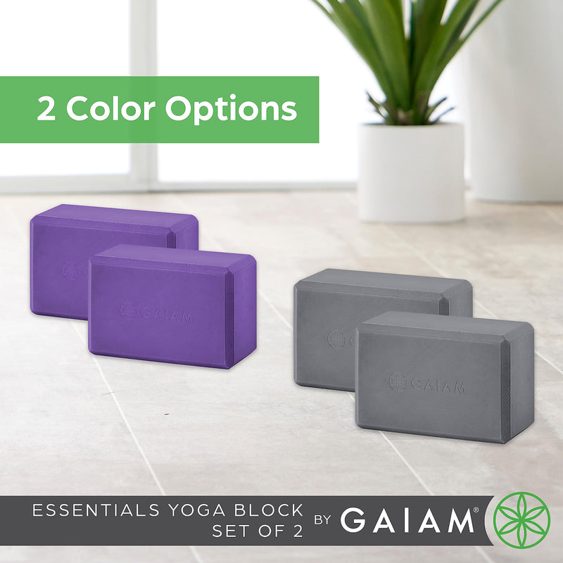 Gaiam Essentials Yoga Block (Set Of 2) – Supportive, Soft Non-Slip Foam Surface For Yoga, Pilates, Meditation Deep Purple - BeesActive Australia